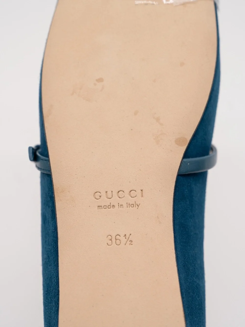 Gucci Women's Ballet Flats Horsebit Blue Suede Mary Jane size 36.5 6.5 US